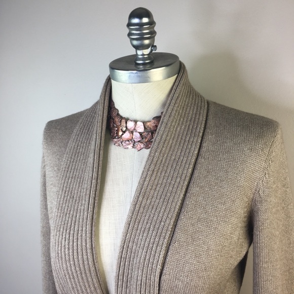 Lauren Ralph Lauren Tan Belted Cardigan Sweater M - Picture 2 of 6